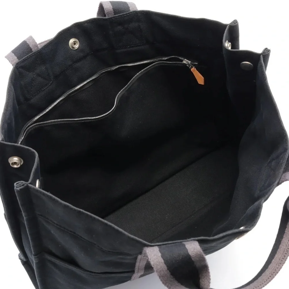 Hermes Fool Toe MM Tote Black Canvass with Silver Hardware. - Picture 3 of 9